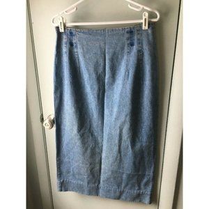 Vivaldi Jeanswear Jean Skirt Vintage 8 Denim Blue Long Modest USA no waistband